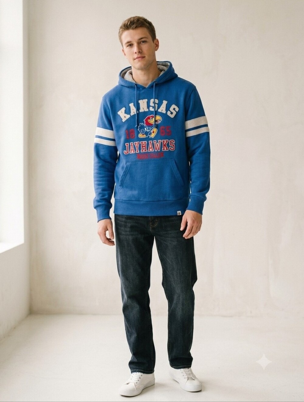 Colosseum Kansas Jayhawks Embroidered Pullover Hoodie Royal Blue Men’s Small